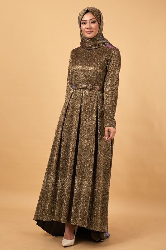 Işıltı 3 Pile Abiye TS0210 Latte - 3