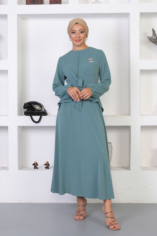 Broşlu Etekli Takım TS0352 Mint - 2