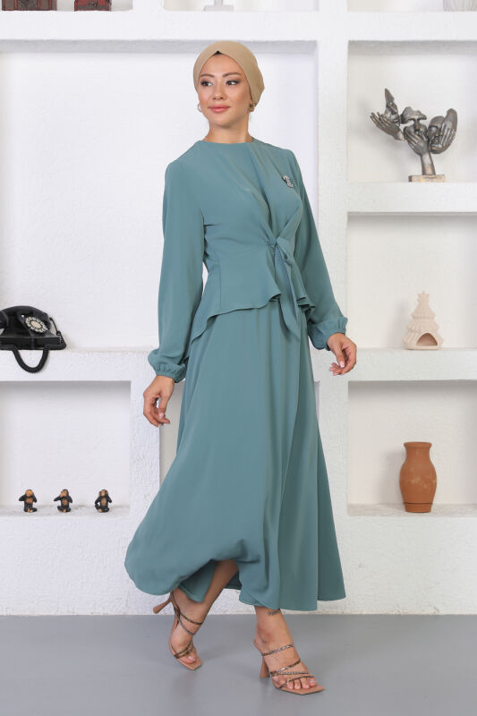 Broşlu Etekli Takım TS0352 Mint - 3